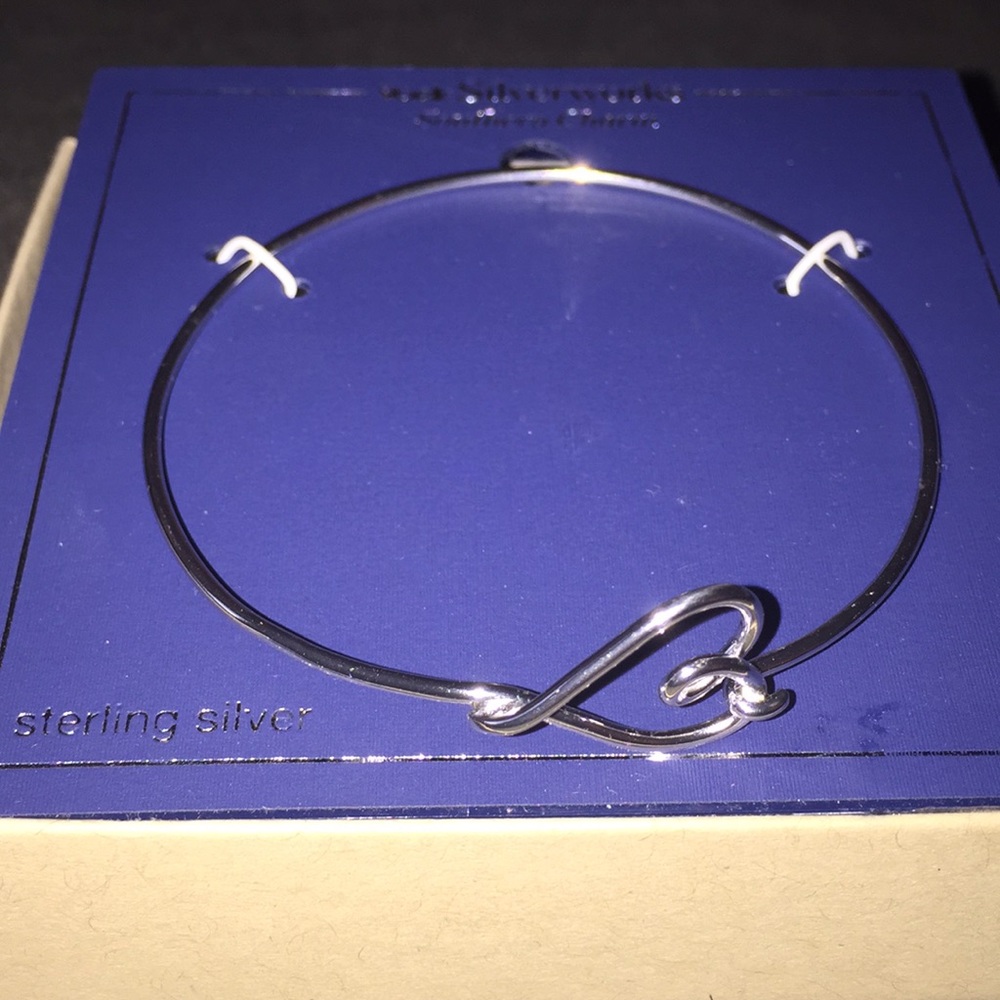 Sterling Silver Open Heart Catch Bangle Bracelet